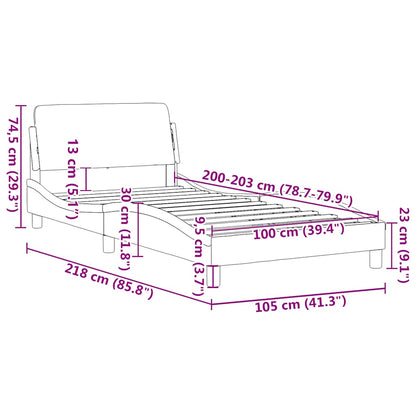 vidaXL Bettgestell "Dover" Dunkelgrau 100x203 cm Samt