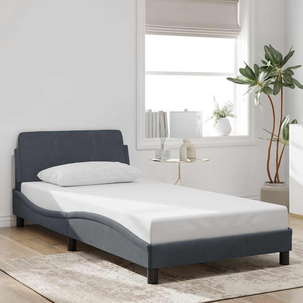 vidaXL Bettgestell "Dover" Dunkelgrau 100x203 cm Samt