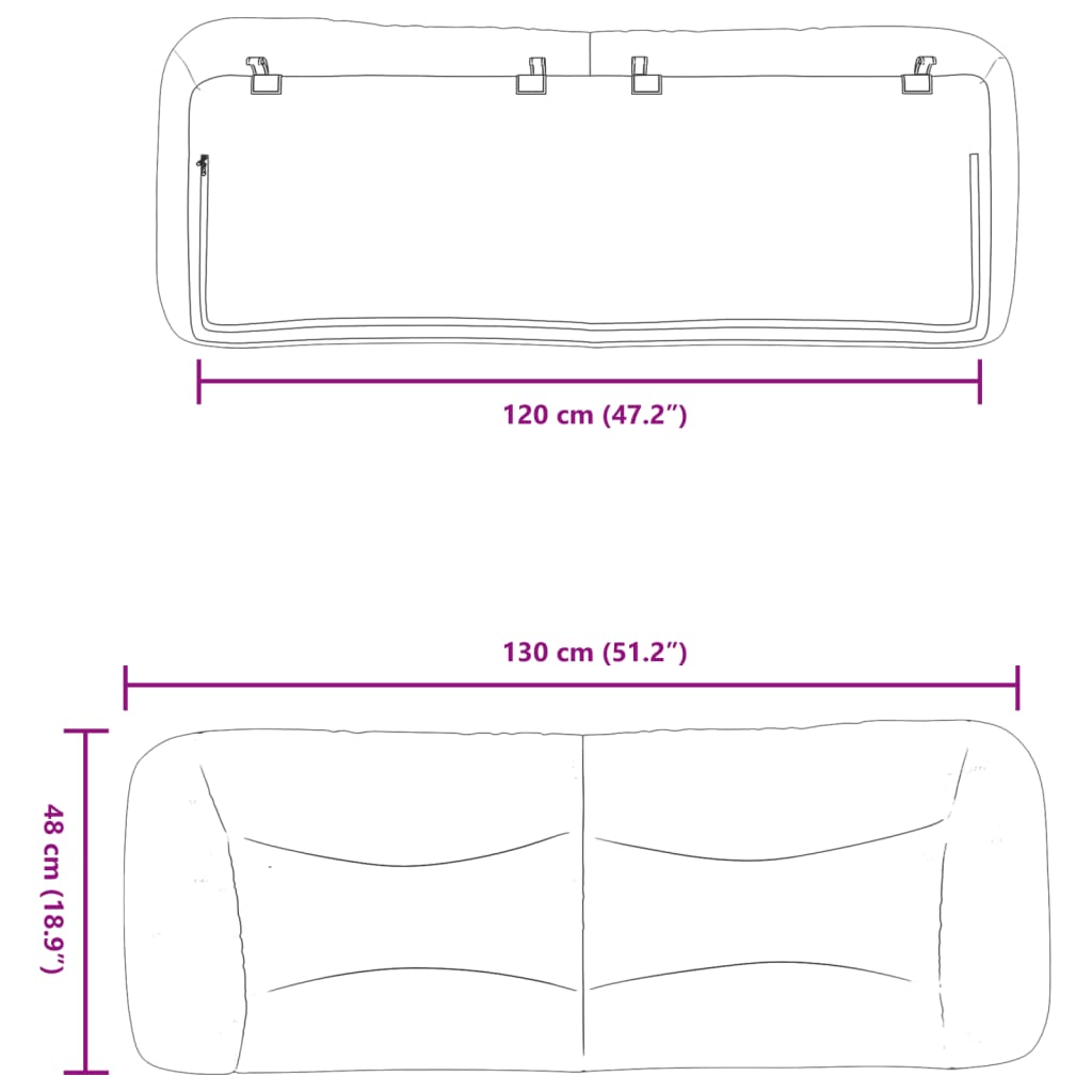 vidaXL Kopfteil-Kissen "Hvar" Schwarz 120 cm Stoff