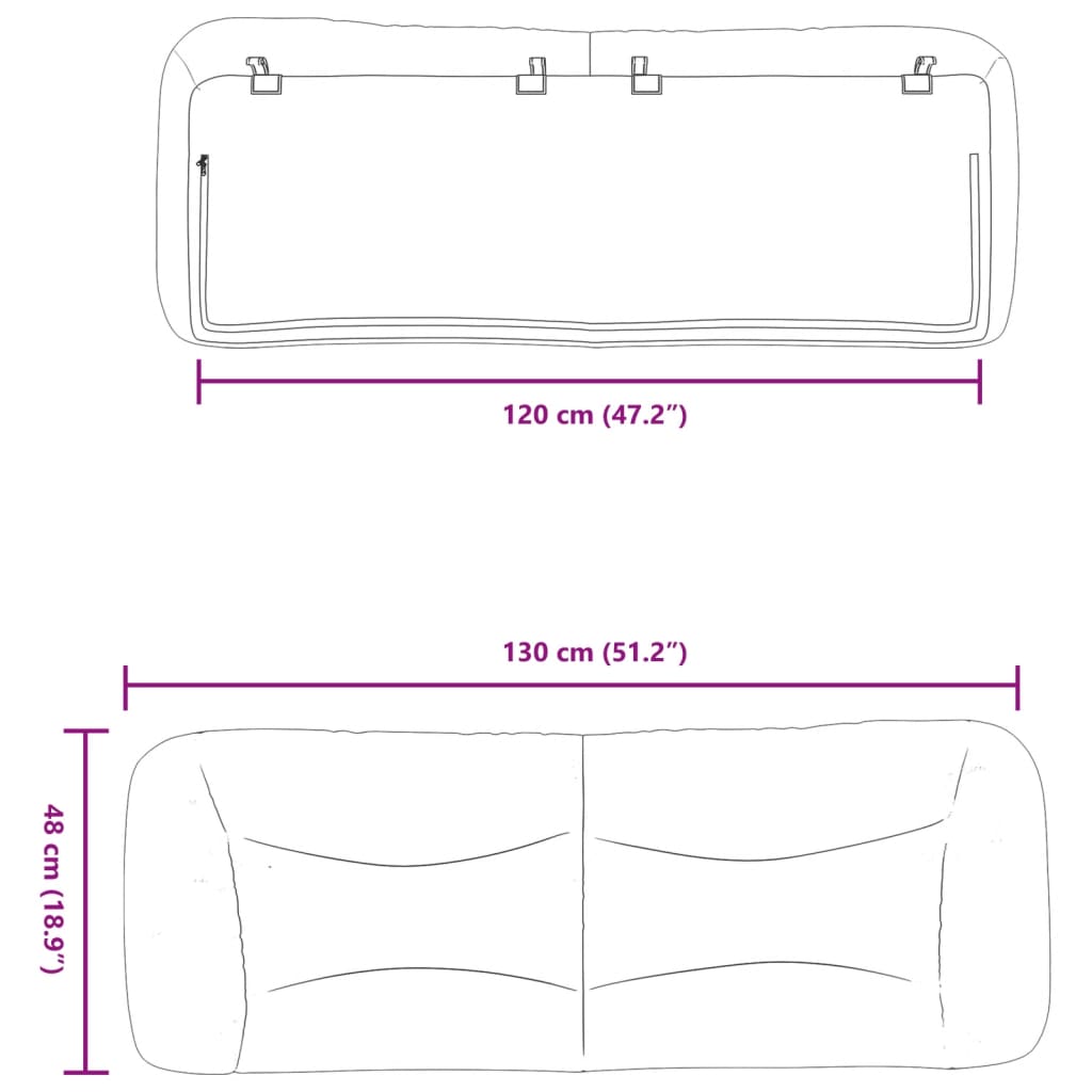 vidaXL Kopfteil-Kissen "Hvar" Taupe 120 cm Stoff