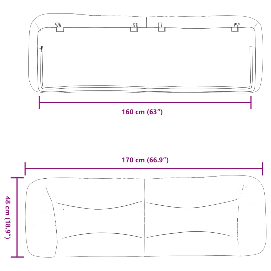 vidaXL Kopfteil-Kissen "Hvar" Dunkelgrau 160 cm Stoff