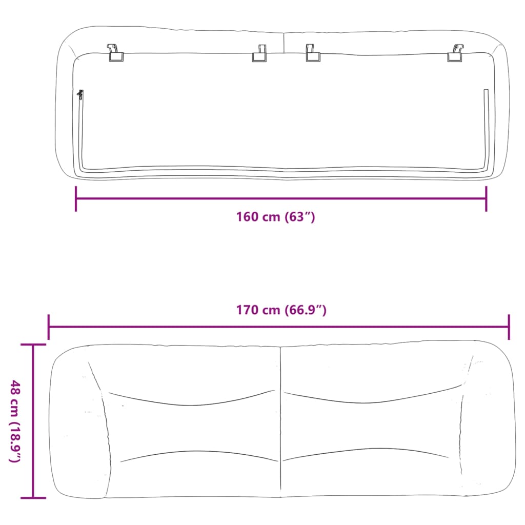 vidaXL Kopfteil-Kissen "Hvar" Weiß 160 cm Kunstleder