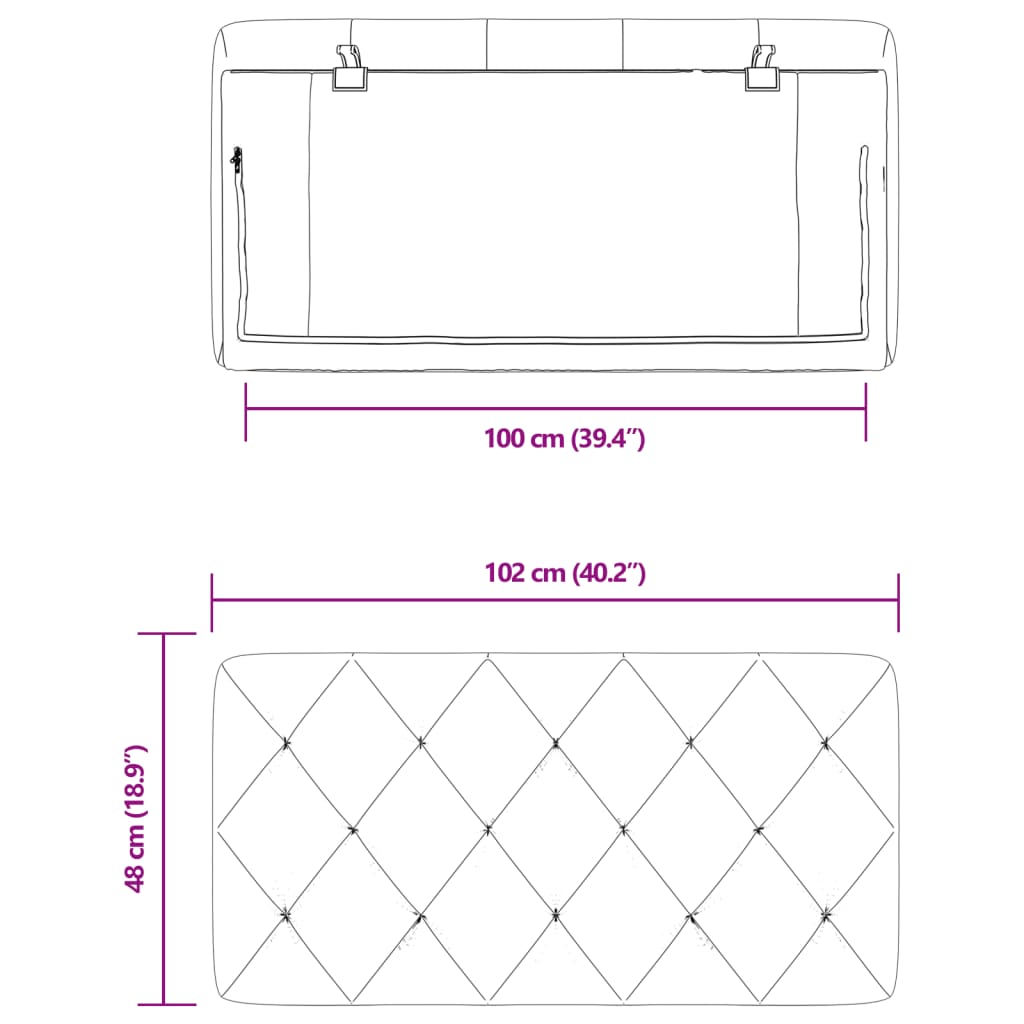 vidaXL Oreiller de tête de lit Noir 100 cm Velours