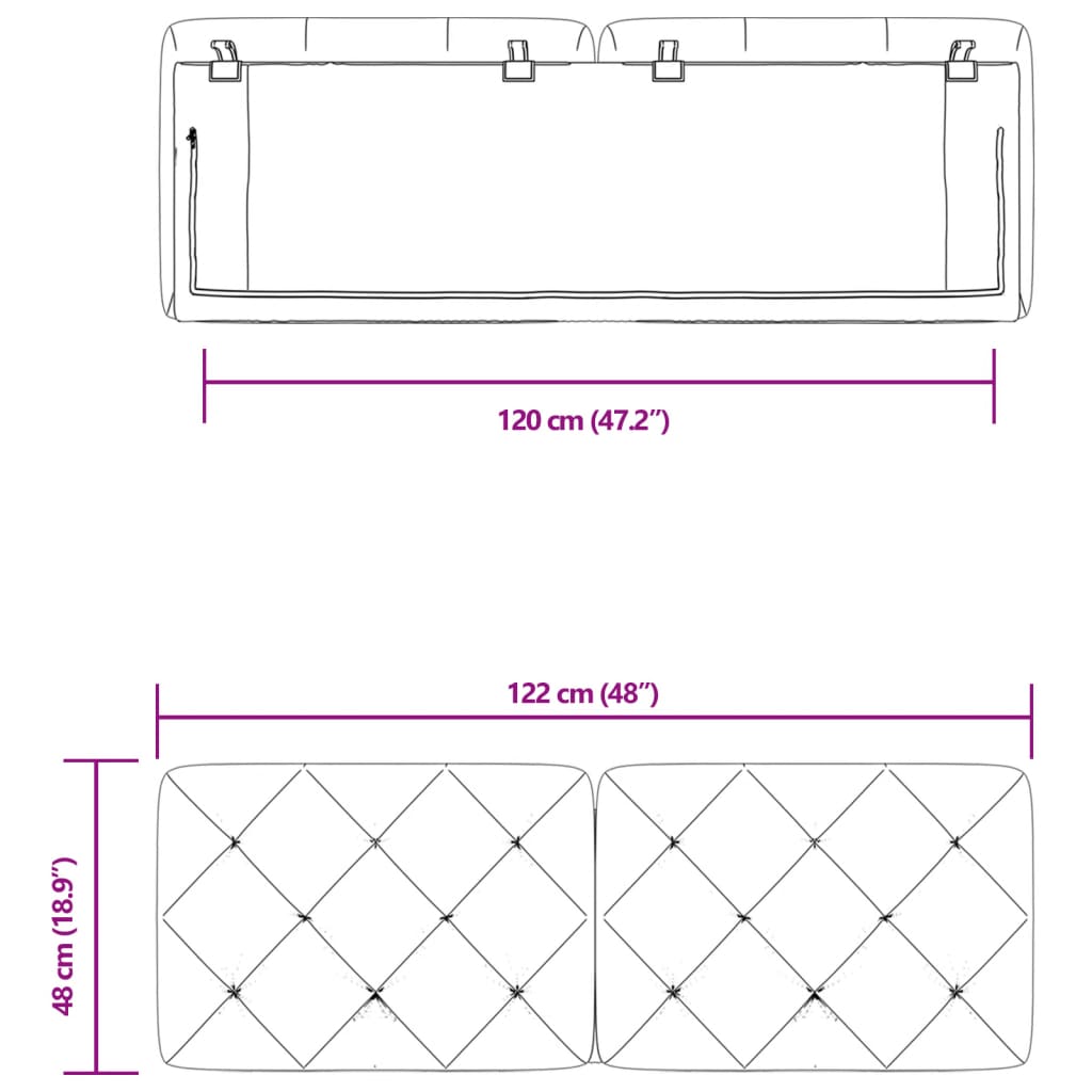 vidaXL Kopfteil-Kissen Rosa 120 cm Samt