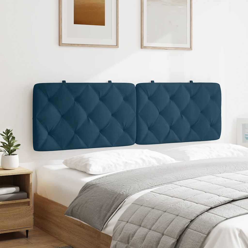 vidaXL Coussin de tête de lit velours bleu 160 cm
