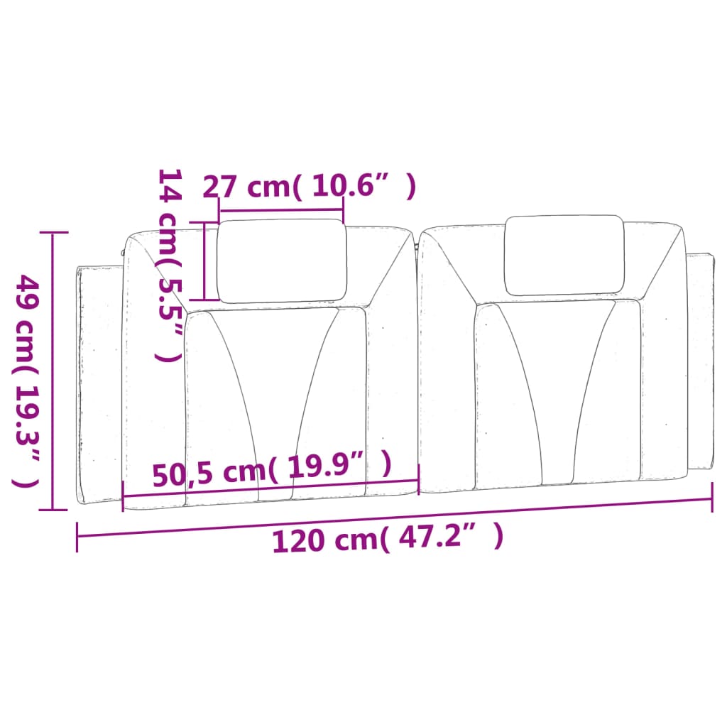 vidaXL Kopfteil-Kissen "Viana" Weiß 120 cm Kunstleder