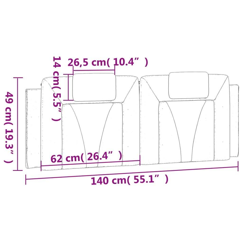 vidaXL Kopfteil-Kissen "Viana" Braun 140 cm Kunstleder