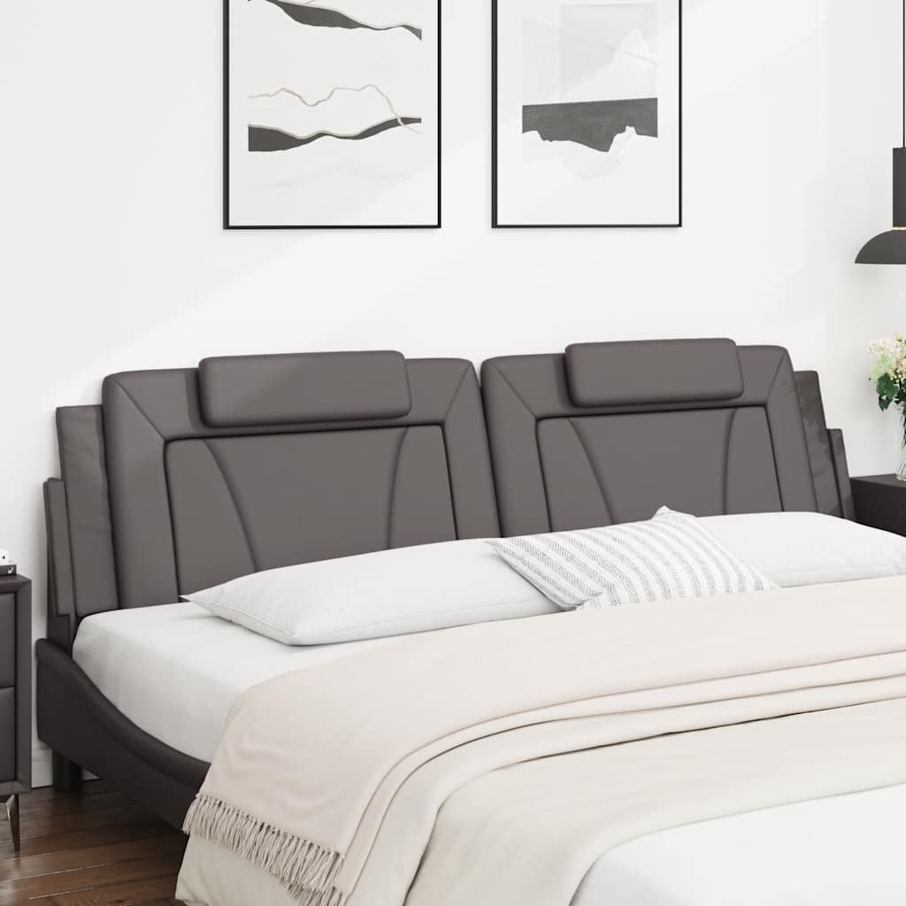 vidaXL Kopfteil-Kissen "Viana" Grau 200 cm Kunstleder