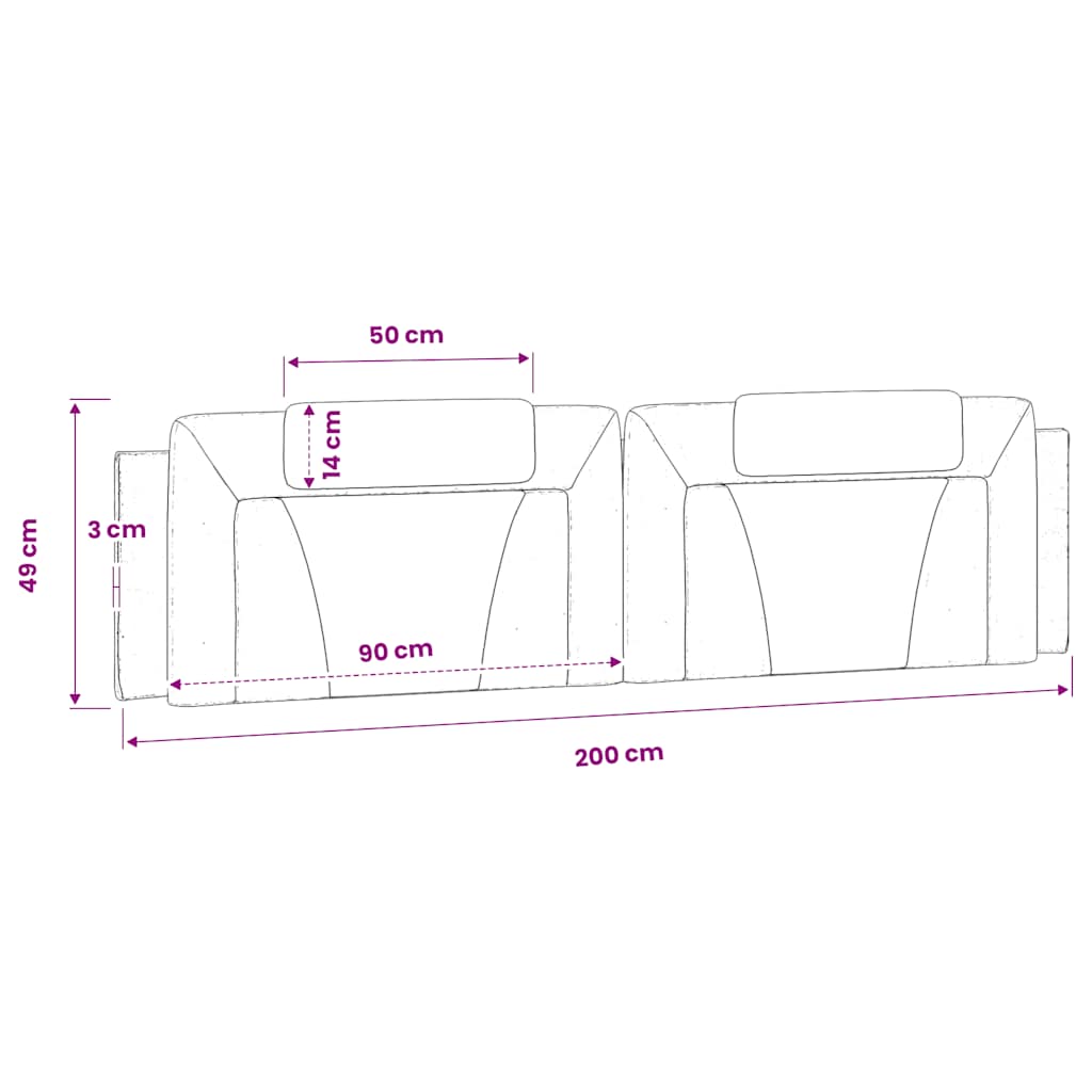 vidaXL Kopfteil-Kissen "Viana" Grau 200 cm Kunstleder