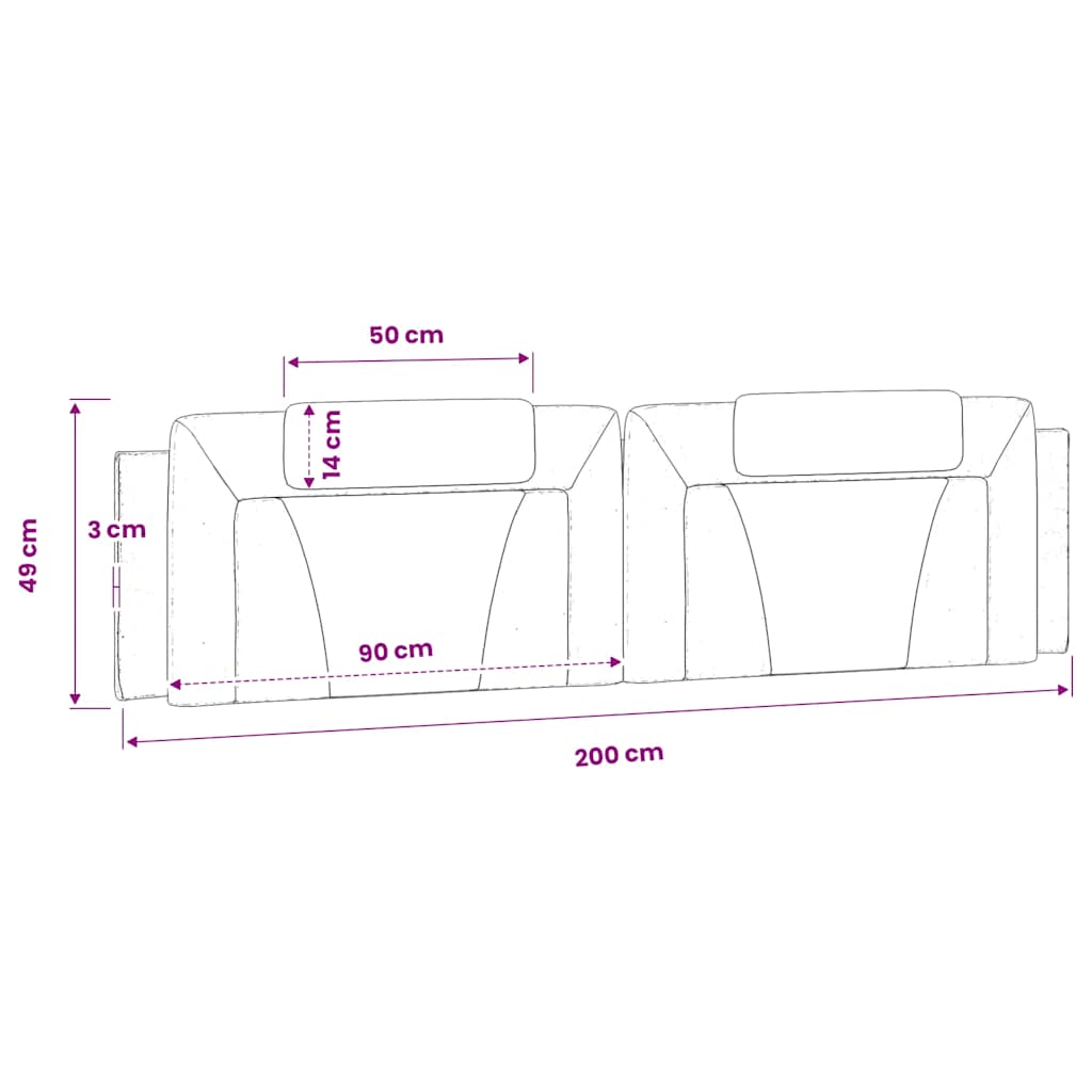 vidaXL Kopfteil-Kissen "Viana" Schwarz und Weiß 200 cm Kunstleder