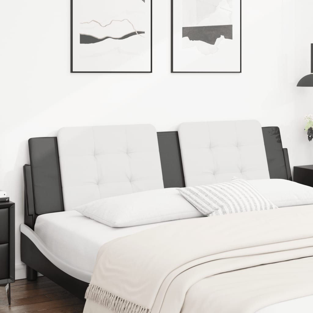 vidaXL Kopfteil-Kissen "Zadar" Weiß und Schwarz 180 cm Kunstleder