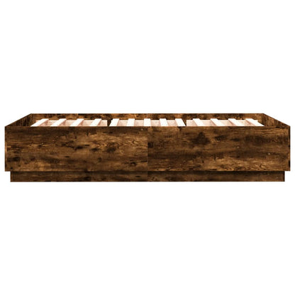 vidaXL Bettgestell mit LED Räuchereiche 160x200 cm Holzwerkstoff