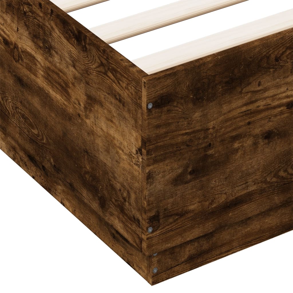 vidaXL Bettgestell mit LED Räuchereiche 160x200 cm Holzwerkstoff