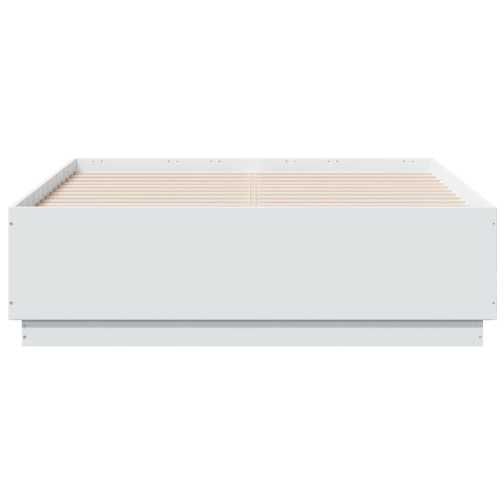 vidaXL Bettgestell mit LED Weiß 140x190 cm Holzwerkstoff