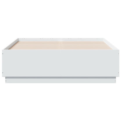vidaXL Bettgestell mit LED Weiß 140x190 cm Holzwerkstoff