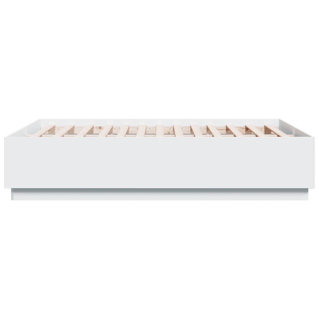 vidaXL Bettgestell mit LED Weiß 140x190 cm Holzwerkstoff