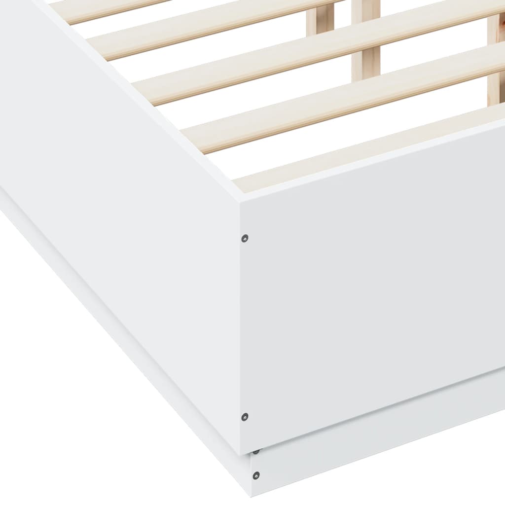 vidaXL Bettgestell mit LED Weiß 140x190 cm Holzwerkstoff