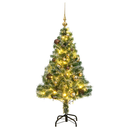 vidaXL Sapin de Noël artificiel avec neige et boules, 150 LED, 120 cm