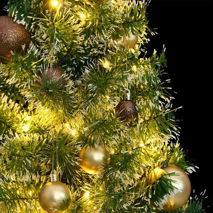 vidaXL Sapin de Noël artificiel avec neige et boules, 150 LED, 120 cm