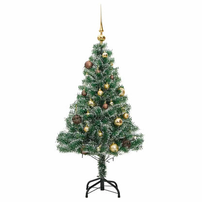 vidaXL Sapin de Noël artificiel avec neige et boules, 150 LED, 120 cm