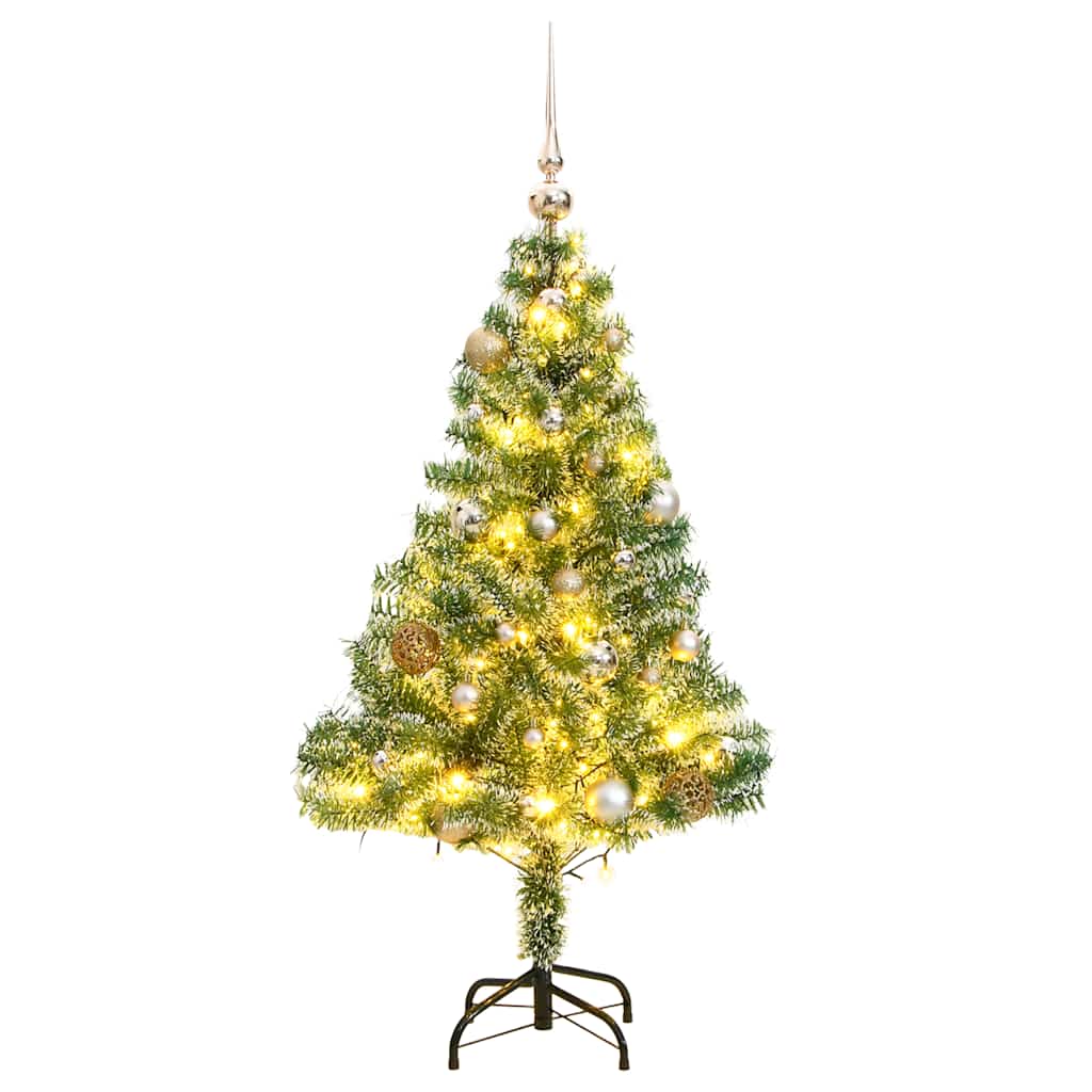 vidaXL Sapin de Noël artificiel avec neige et boules, 150 LED, 120 cm