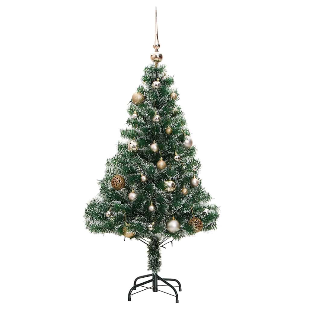 vidaXL Sapin de Noël artificiel avec neige et boules, 150 LED, 120 cm
