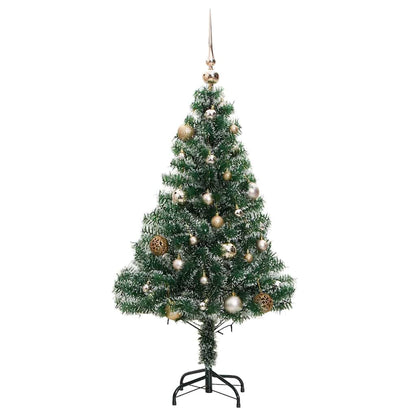 vidaXL Sapin de Noël artificiel avec neige et boules, 150 LED, 120 cm