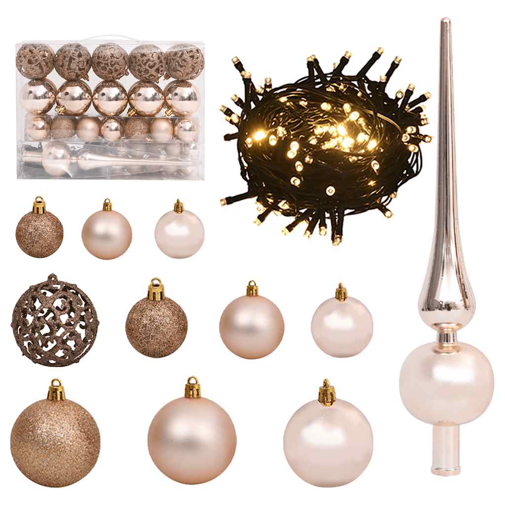 vidaXL Sapin de Noël artificiel avec neige et boules, 150 LED, 150 cm