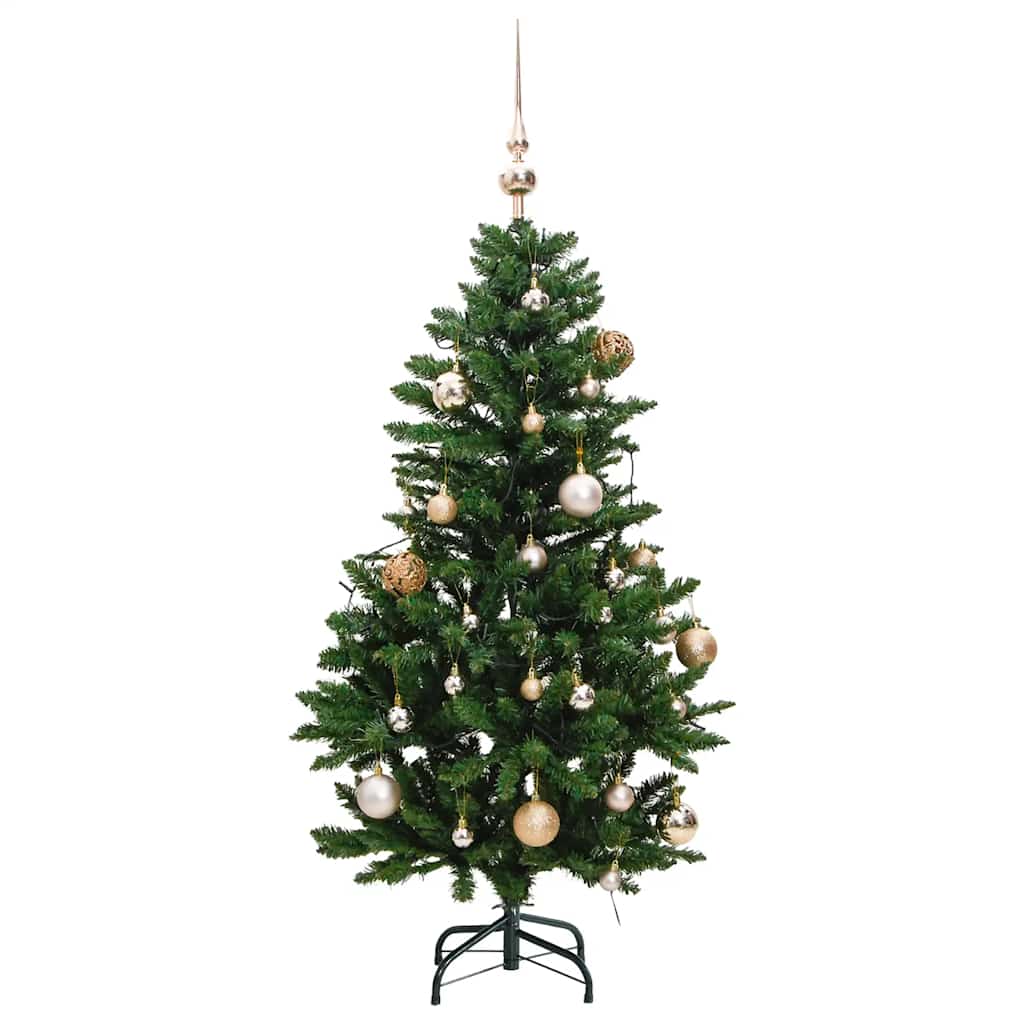 vidaXL Künstlicher Weihnachtsbaum Klappbar 150 LEDs & Kugeln 120 cm