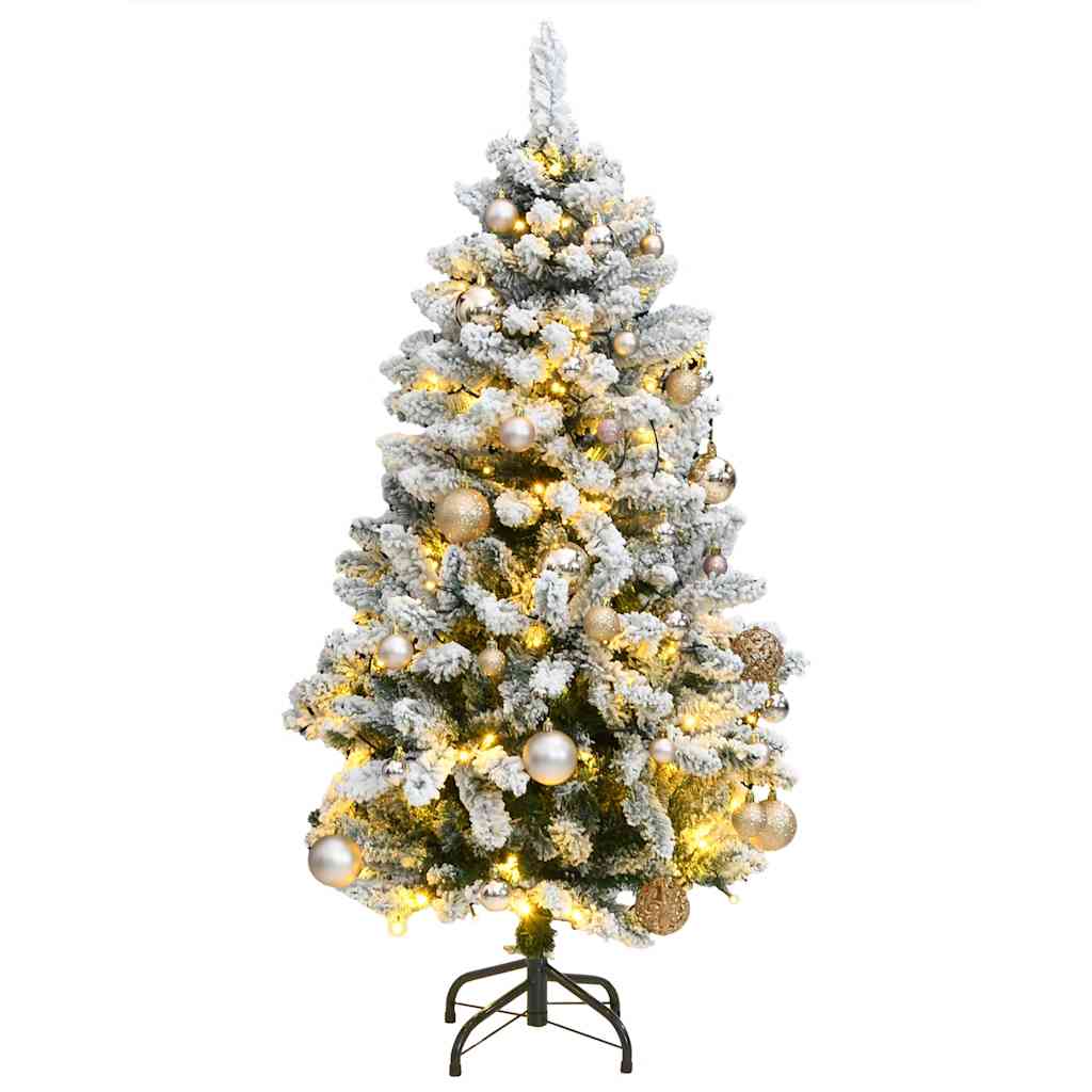 vidaXL Künstlicher Weihnachtsbaum Klappbar 150 LEDs & Kugeln 120 cm