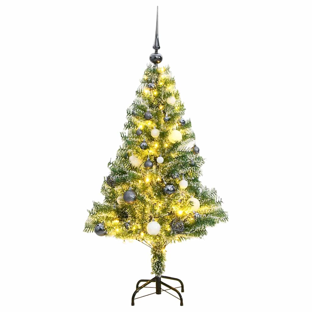 vidaXL Sapin de Noël artificiel avec neige et boules, 150 LED, 120 cm