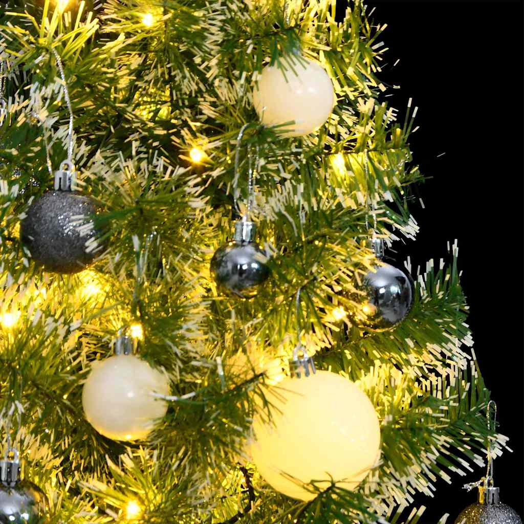 vidaXL Sapin de Noël artificiel avec neige et boules, 150 LED, 120 cm