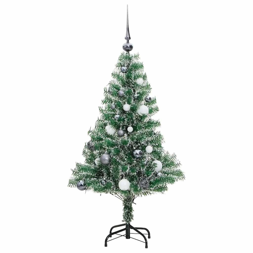 vidaXL Sapin de Noël artificiel avec neige et boules, 150 LED, 150 cm