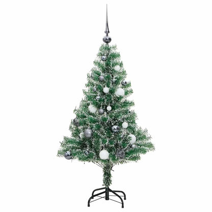 vidaXL Sapin de Noël artificiel avec neige et boules, 150 LED, 150 cm