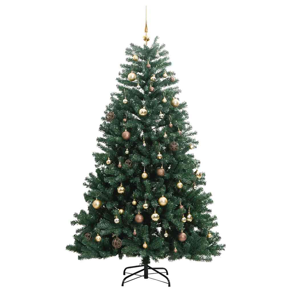vidaXL Künstlicher Weihnachtsbaum Klappbar 300 LEDs & Kugeln 210 cm