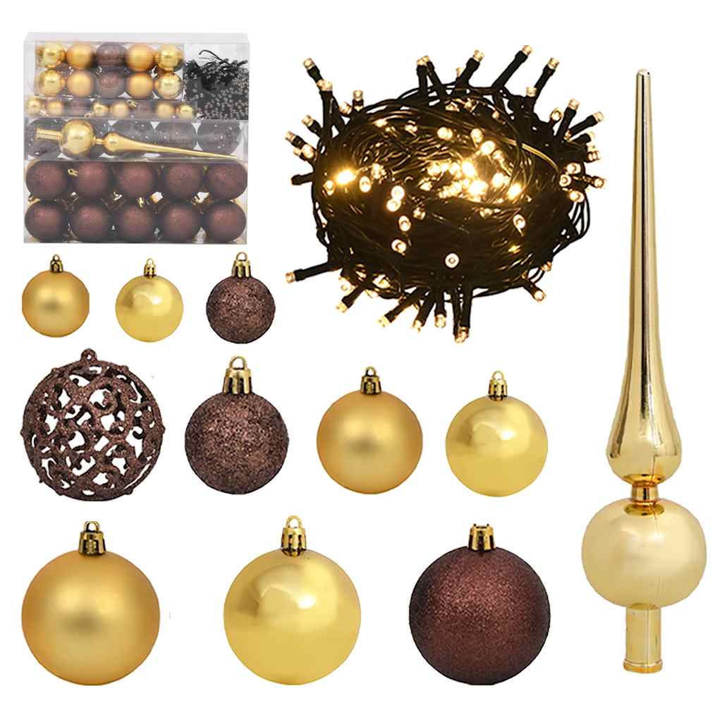 vidaXL Künstlicher Weihnachtsbaum Klappbar 300 LEDs & Kugeln 180 cm