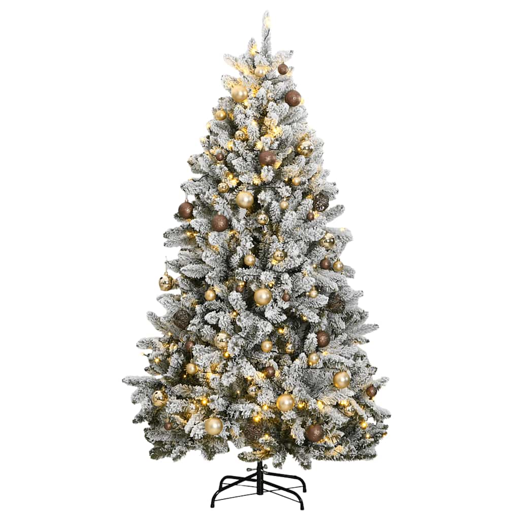 vidaXL Künstlicher Weihnachtsbaum Klappbar 300 LEDs & Kugeln 210 cm