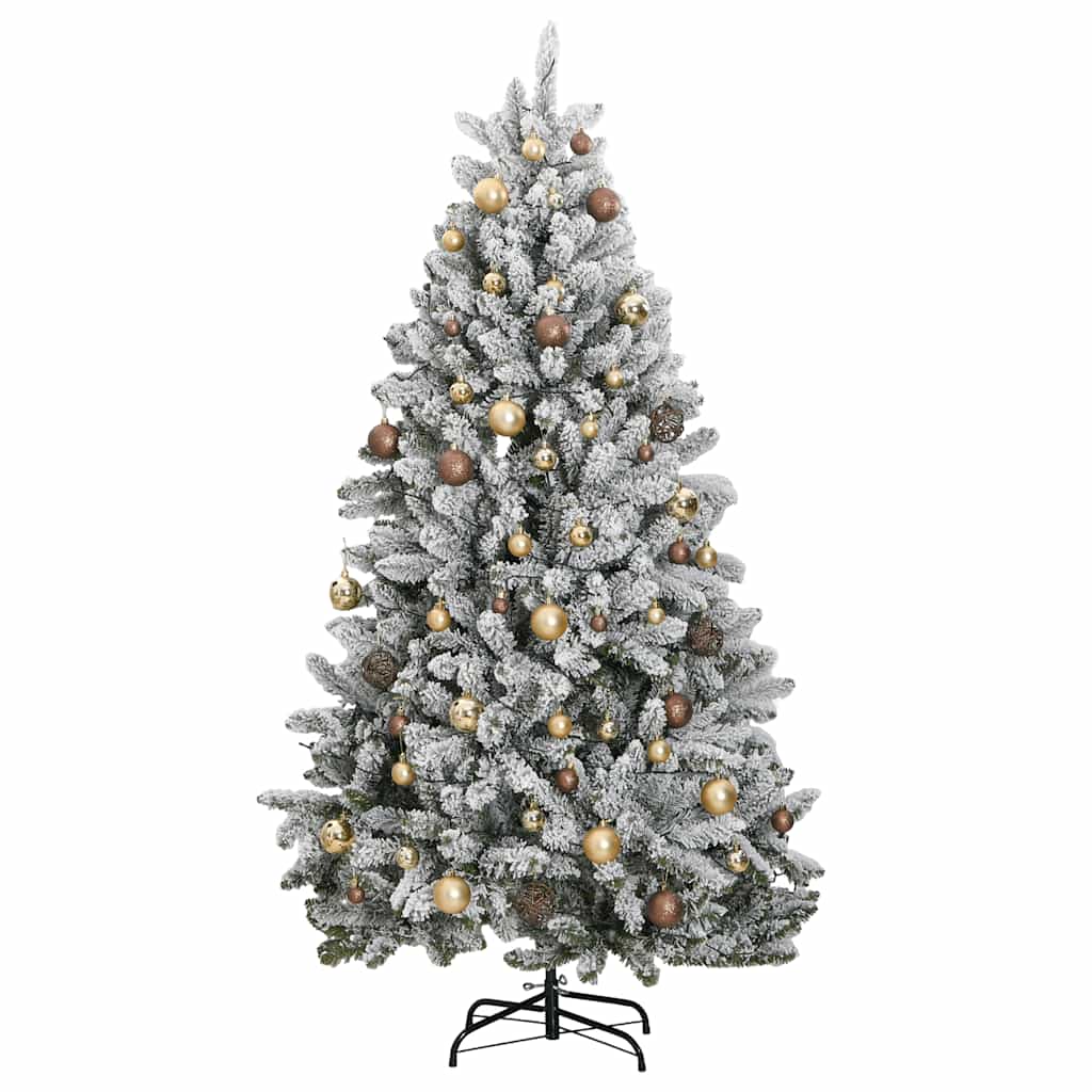 vidaXL Künstlicher Weihnachtsbaum Klappbar 300 LEDs & Kugeln 210 cm