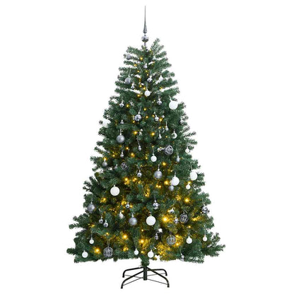 vidaXL Künstlicher Weihnachtsbaum Klappbar 300 LEDs & Kugeln 240 cm