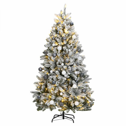 vidaXL Künstlicher Weihnachtsbaum Klappbar 300 LEDs & Kugeln 210 cm