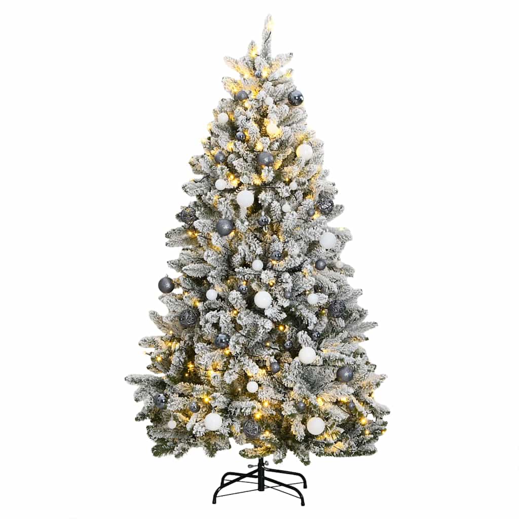 vidaXL Sapin de Noël artificiel pliable avec 300 LED et boules 240 cm