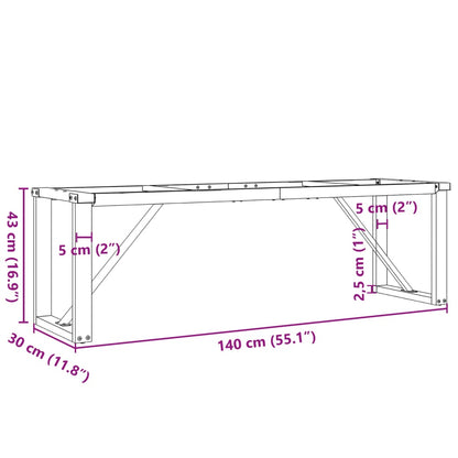 vidaXL Couchtisch-Gestell in O-Form 140x30x43 cm Stahl