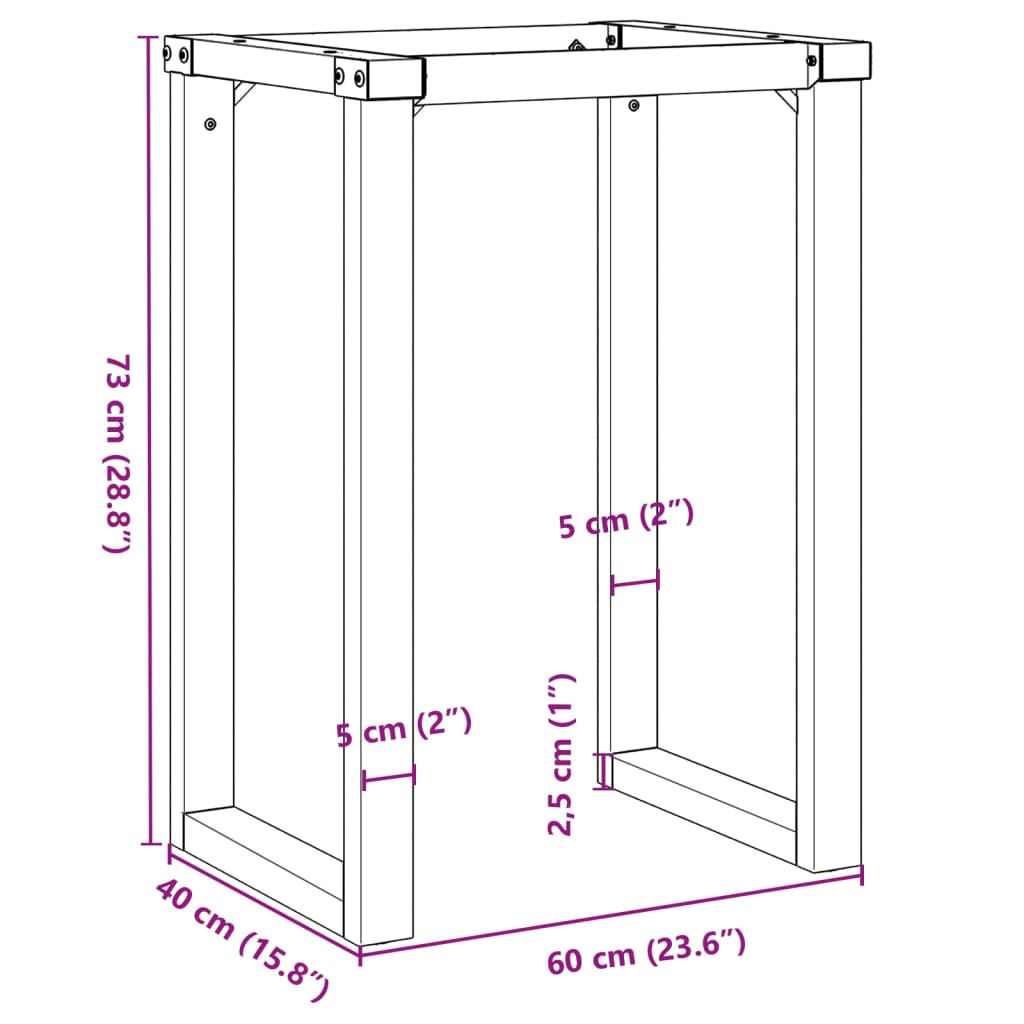 vidaXL Esstisch-Gestell in O-Form 60x40x73 cm Stahl