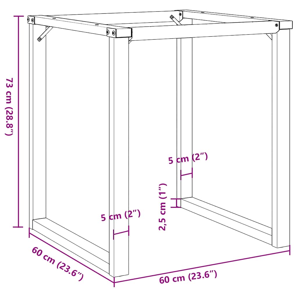 vidaXL Esstisch-Gestell in O-Form 60x60x73 cm Stahl
