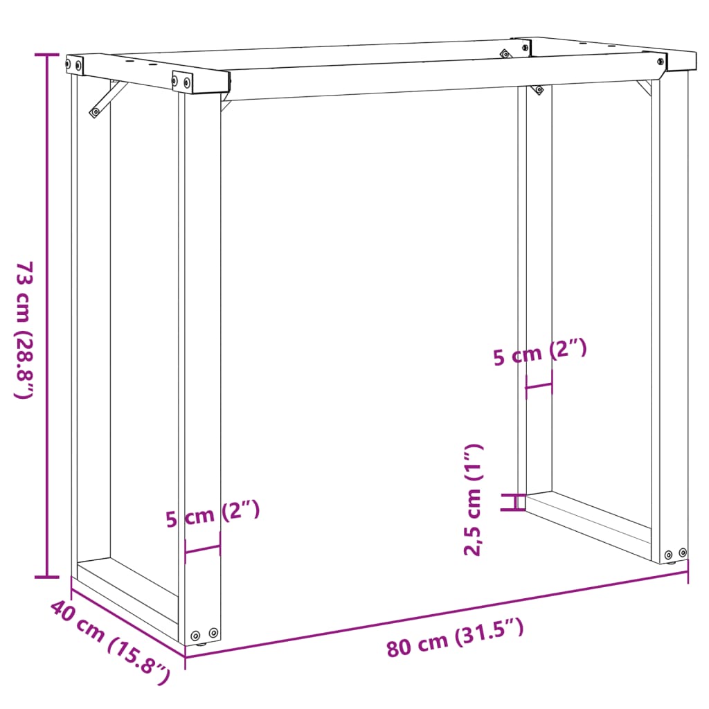 vidaXL Esstisch-Gestell in O-Form 80x40x73 cm Stahl