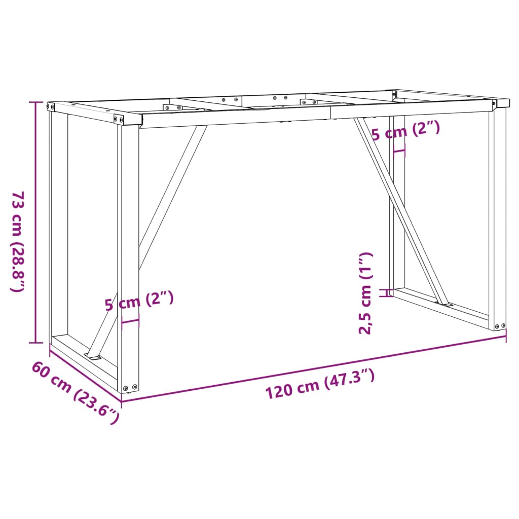 vidaXL Esstisch-Gestell in O-Form 120x60x73 cm Stahl