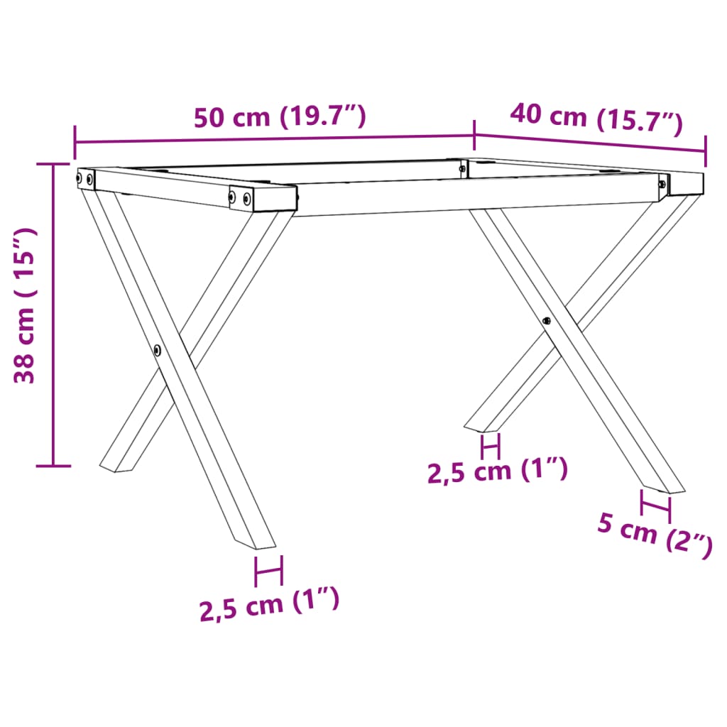 vidaXL Couchtisch-Gestell in X-Form 50x40x38 cm Stahl