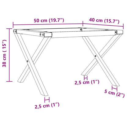 vidaXL Couchtisch-Gestell in X-Form 50x40x38 cm Stahl