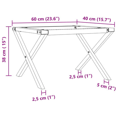 vidaXL Couchtisch-Gestell in X-Form 60x40x38 cm Stahl