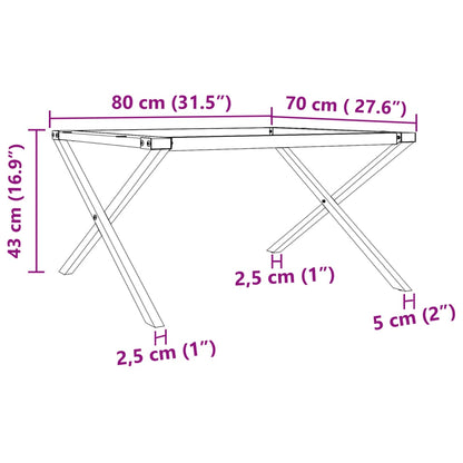 vidaXL Couchtisch-Gestell in X-Form 80x70x43 cm Stahl